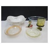 Glassware Lot, Elf Ornament & Karlsbad Bowl 9.5"
