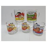 5 Garfield Glass Mugs