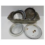 20 x10 Galvanized Pan, Primitive Pie Pans, Granite