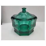 Vintage Indiana Glass Teal green Candy Dish