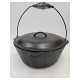 Cast Iron Lodge Hanging Dutch Oven w Lid Marked 10