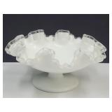 VTG Fenton Silver Crest Ruffled Footed 8.5 " Bowl