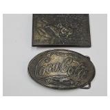 Brass Coca Cola & Pony Express Belt Buckles