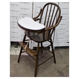VTG Oak  Bent Wood High Chair with Enamal Tray