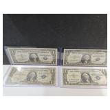 4- 1957 Blue Seal One Dollar Currency Notes