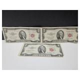 3 - 1953 $2 Red Seal Currency Notes