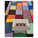 Pretty Afghan 52"x69" & Candle Holder Set