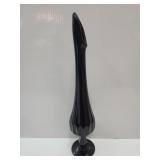 MCM 12.25" H Black Amethyst Swung Fenton Vase