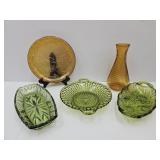 Vintage  Bicenteenial Plate & Amber & Green Glass