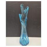 MCM Swung  Blue Glass  Vase 10.5" high