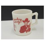 Vintage Red / Wh Milk Glass Hopalong Cassidy Mug