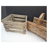 Primitive Wood Crate ( See Pics) & Magazine Holder