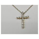 925 Silver Cross &925 Silver Chain  18"/Gold Tone
