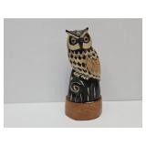 Handmade Owl from Water Buffalo Horn, Glass Eyes