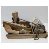 Primitive LOT   Tin Can, Drawer, Tool,  Hanger +