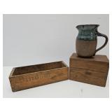 Primitive Cheese Box, Recipe Box  5" Pottery Pit