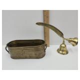 Brass Bell with Feather  9.5" Long & Planter