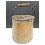 Primitive Philadelphia PA Sugar Bucket w Lid 9"h