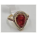 Ruby & 10K Gold over Bronze Sz. 7