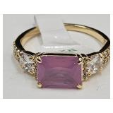 10K Gold over Bronze Rose Quartz Ring Sz. 8