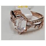 Moissanite 10K Gold over Bronze Ring Sz. 7