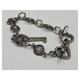 Antique Silver Heart Charm Bracelet
