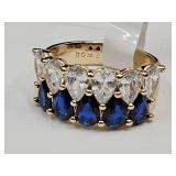 Black Onyx & White Spinel Ring Sz. 8