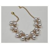 Pearl & CZ Bracelet Gold Plated