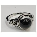 925 Silver Ring with Black Set Size 8