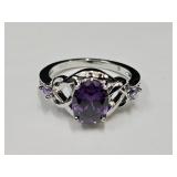 New 925 Silver Ring w Purple Set Sz 8