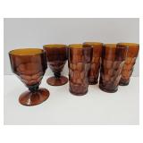 2 Viking Georgian Amber Goblets &4 Amber Tumblers