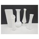 Lot of Milk Glass Vases see sizes