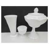 Indiana Glass Covered Compote , vase +