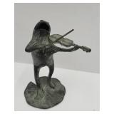 Vintage Bronze Violinist Frog Statue 5 1/2" high