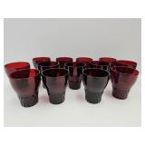 13 Anchor Hocking Ruby Red  Glasses