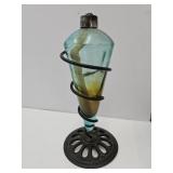 Blue Glass Metal Base Oil Diffuser 9.5" high