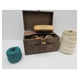 Shoe Shine Box w/Contents & String