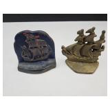 Cast Iron & Brass Ship Bookends