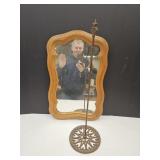 Cast Iron Stand w Hook  25" high & Mirror  23 x15
