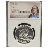 1962 Graded PF 66 Franklin Silver Half Dollar Coin