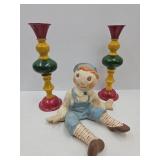 VTG RAggedy Andy & 12.5" h Candle Holders