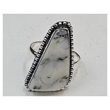 White Quartz 925 Ring Sz 8