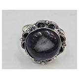Sterling Silver & Agate Ring Sz 10