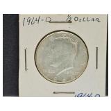1964 D Silver Kennedy Half Dollar Coin