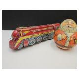 VTG Japan  Toy Train &  Santa Tin
