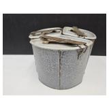 VTG 3 pc Blue Speckeled Enamel Canister Set