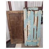 2 Primitive Cabinet Doors 18 x 43 & 19 x47" h