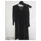 Antique Handmade Black Velvet Dress w Belt  Sz M/L