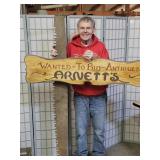 6 ft Primitive 2 Man Saw & Antiques Sign