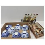 Spice Jars w/Metal Holder, Japan Bowls+